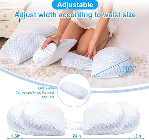 Miniatura 5 de Almohada portátil de embarazo  Soporte de maternidad en forma de W para dormir de lado, almohada de cuña de viaje ajustable para alivio de espalda,