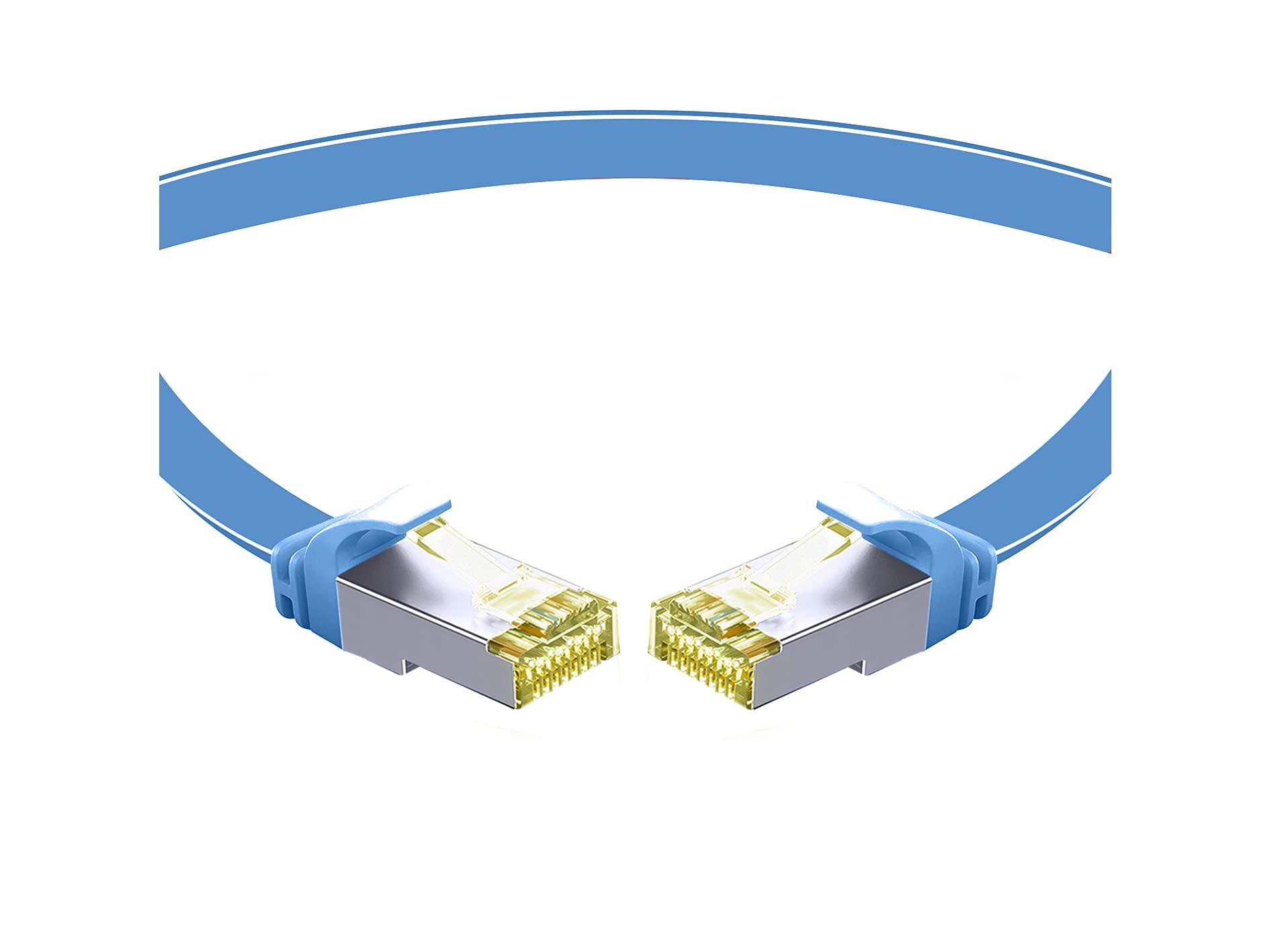 10er Pack CAT.7 hochwertiges Premium Netzwerkkabel flach mit RJ45 Anschluss | LAN Kabel | 5m | blau |Abschirmung durch U/FTP | kompatibel mit Router, Modem, Switch