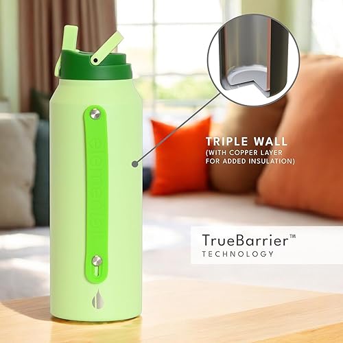 Vista 71 de Elemental Botella de agua icónica de acero inoxidable con pajilla, 32 onzas, a prueba de fugas, triple pared, aislada, para viajes y deportes, Azul