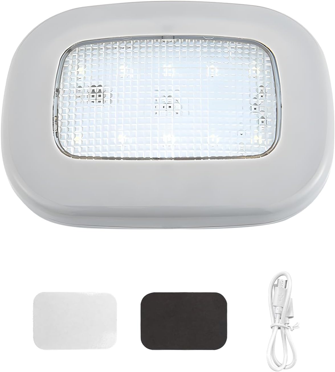 Car Interior Ceiling Roof Lights, 10 LEDs Magnetic Vehicle Dome Light Wireless Reading Lamp, Universal USB Rechargeable Ceiling Roof Lamp for Cars Trucks RVs Campers (Gray)