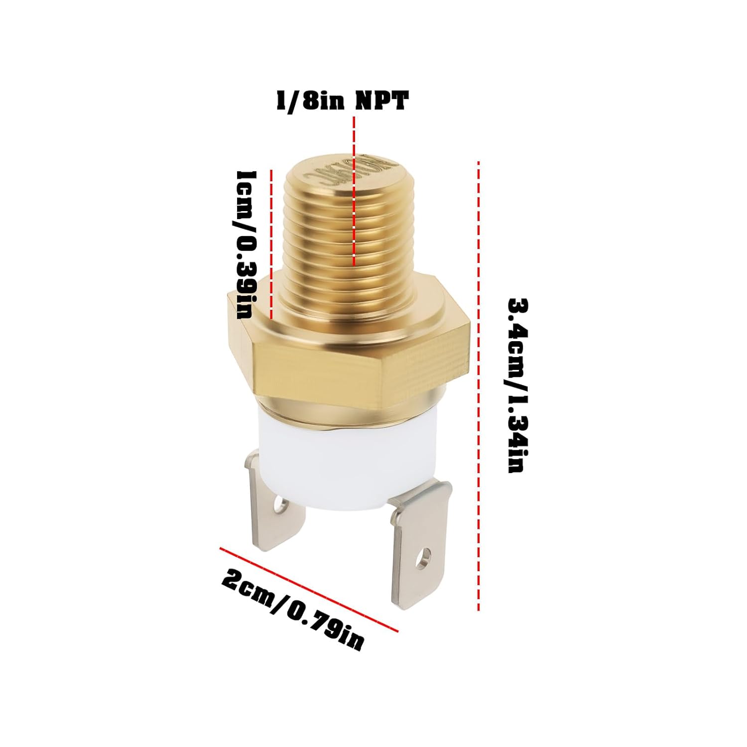 1/8'' NPT Cooling Fan Temperature Thermo Sensor for Engine Block Radiator Manifold 3.4x2x1cm 175-190 Degrees Open