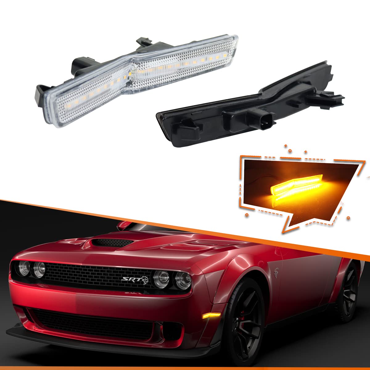 た*ま様 CHALLENGER LEDライト For 2008-2014 Dodge Challenger Smoke LED Front Rear Side