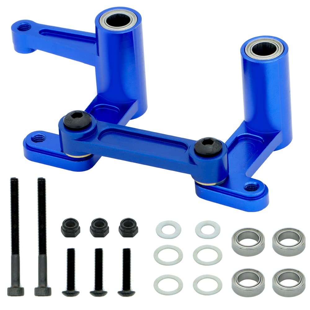 GLOBACT for 1/10 Slash 2WD Steering Bellcrank Rustler Bandit Ford F-150 2WD Aluminum Drag Link Parts with Ball Bearings Upgrade Replace 3743 (Blue)