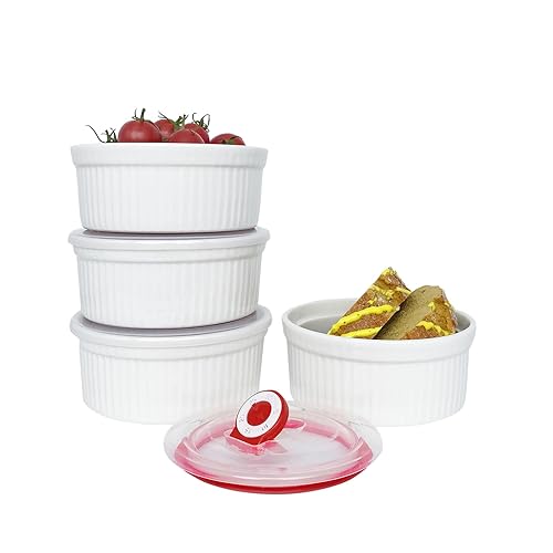Ramekins 16 oz Oven Safe, Creme Brulee Ramekins with Lids,