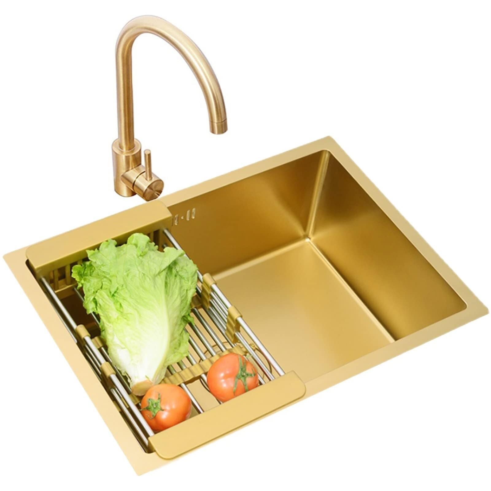Évier de cuisine en inox 304 doré pour espace bar et divertissement