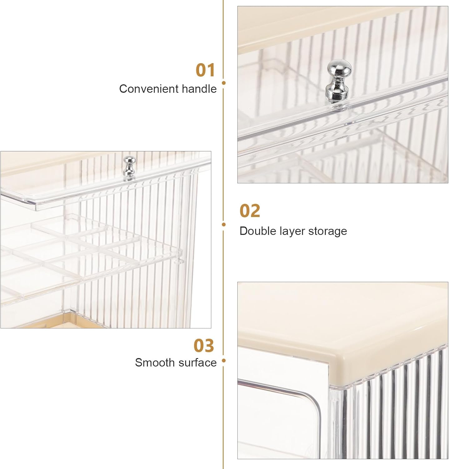 Double-layer Bread Box for Kitchen Countertop, White Plastic Bread Storage Bin with Lid, Food Storage Container for Home and Bakery Use