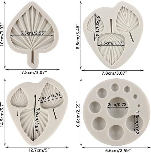 Miniatura 2 de Sijiangmold Molde de silicona de hojas de abanico 3D, molde de fondant de perlas 3D, abanico de flores, palma, hojas bohemias, moldes de chocolate,