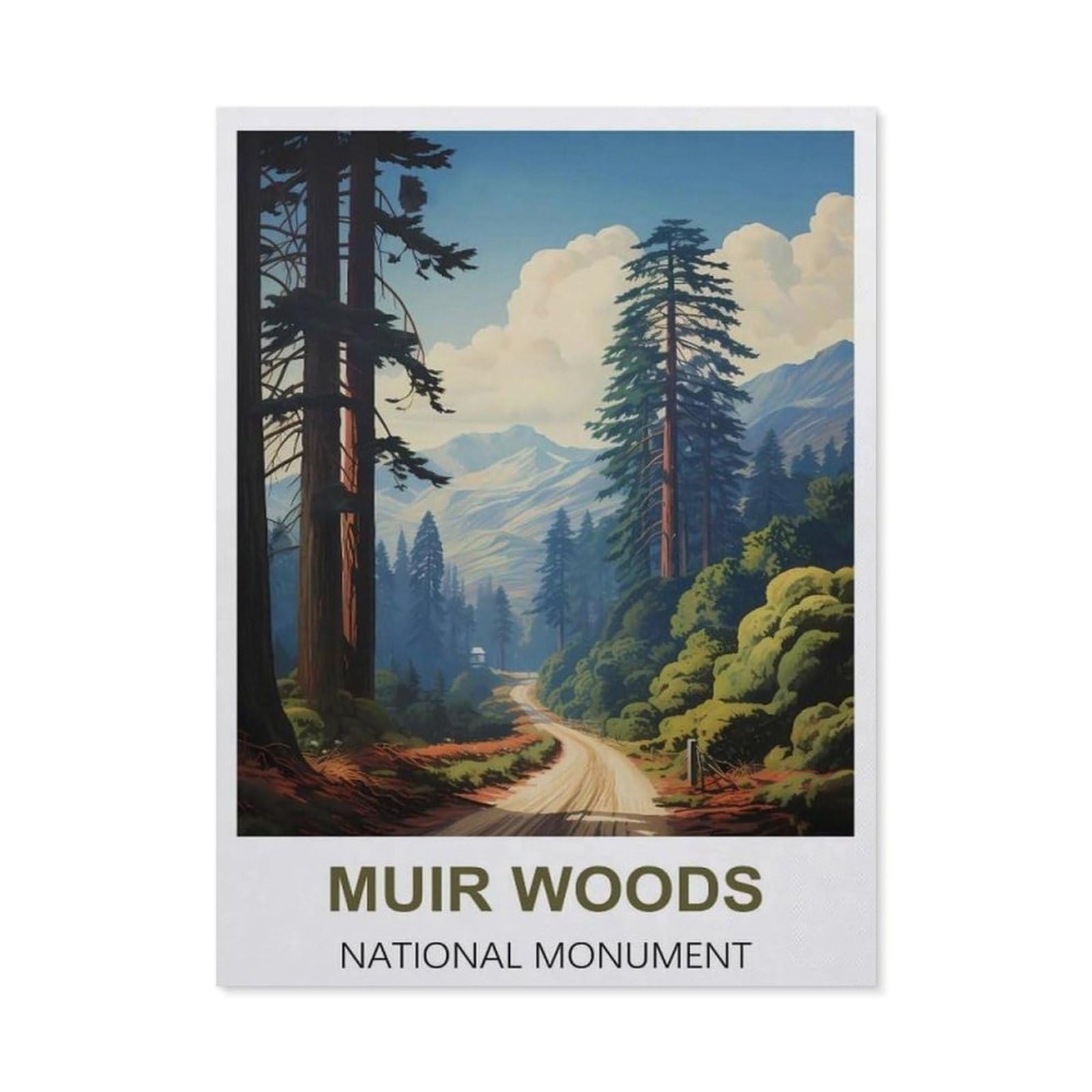 BEAYODKP 5D DIY Diamond Painting kit，Muir Woods National Monument Vintage Travel Poster，Round Resin Diamond Cross Stitch, Home Decoration Gift（30 x 40 cm/11.81 x 15.74 inches）-CB5