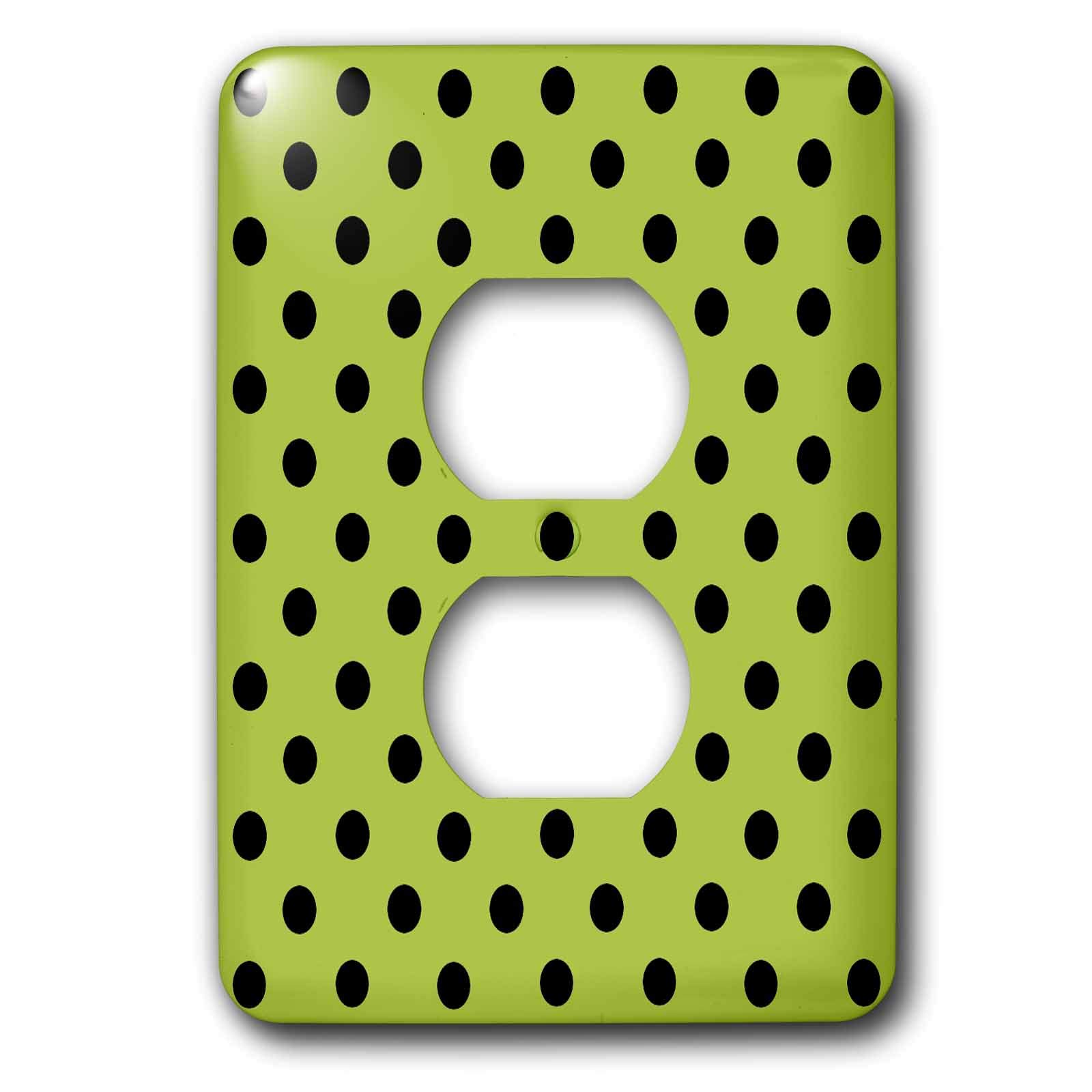 Couverture de prise à pois graphiques vert et noir avec double ouverture 3dRose