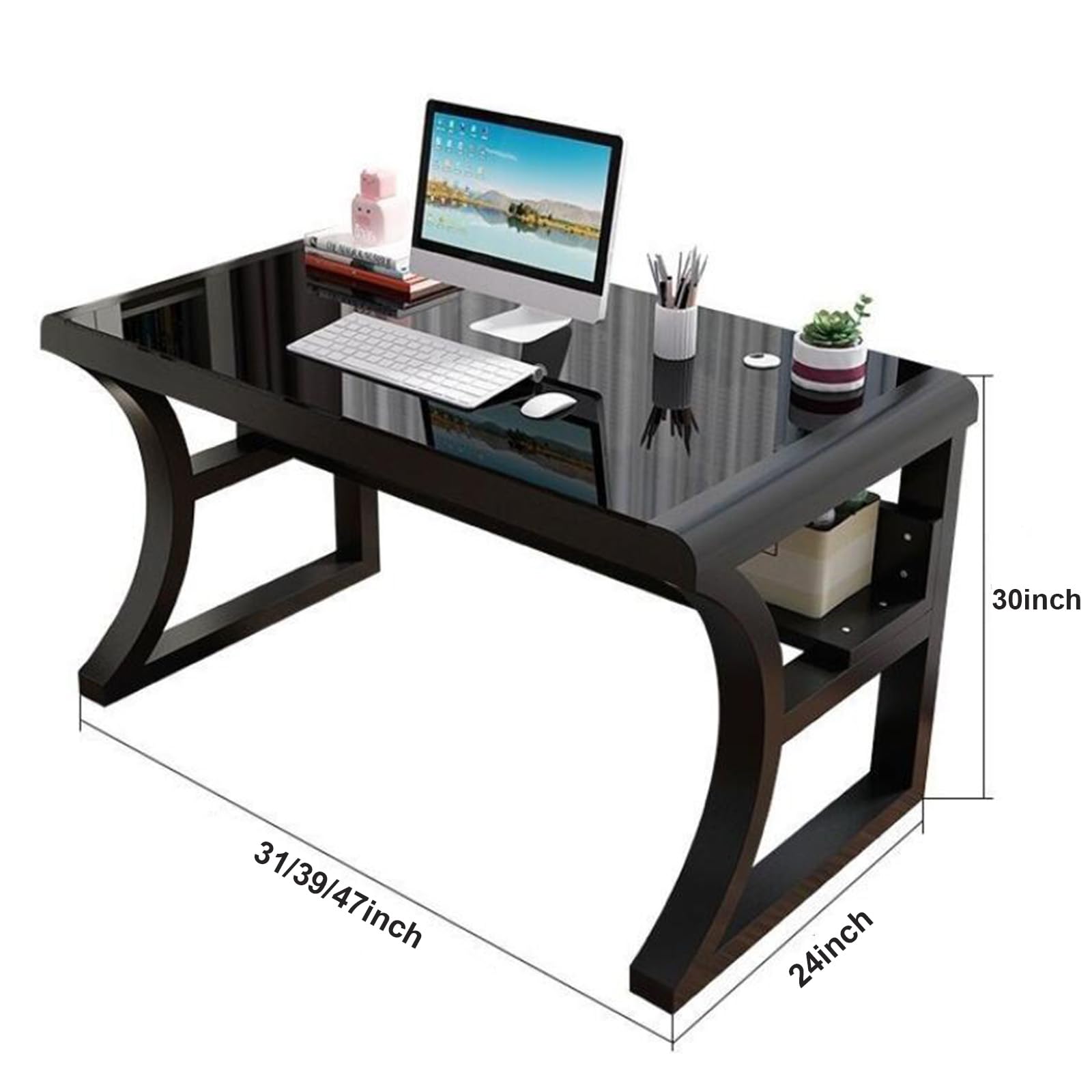 39 "Modern Gaming De con ripiani Sto Temperato s Top Robusto Metallo e Slish Home Office Scrivibile Tavolo Multi-functal Wortat per giocatori e professionisti