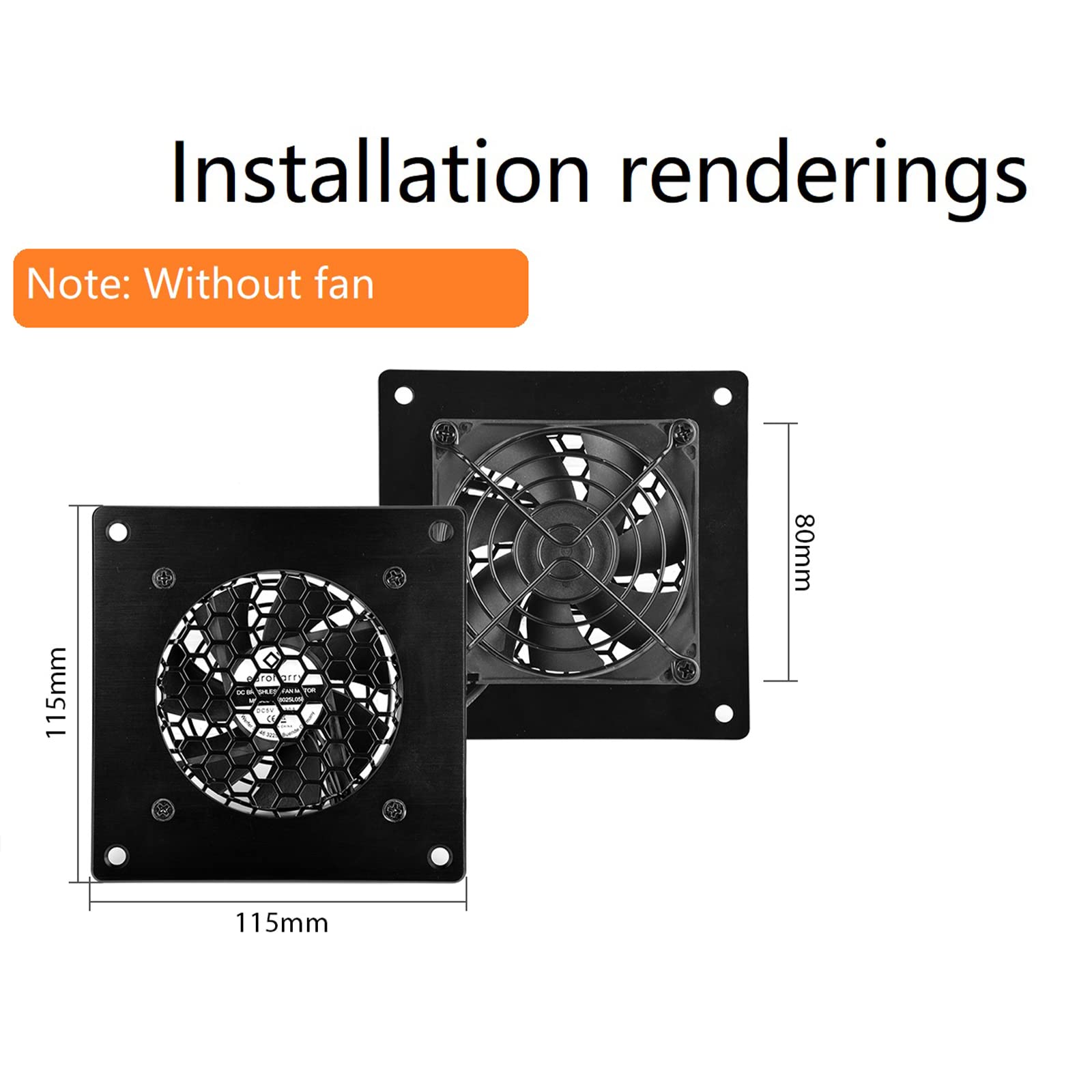 Griglia di ventilazione 80 mm, per PC, computer, AV, armadi elettronici, (metallo spazzolato, 1 pezzo)