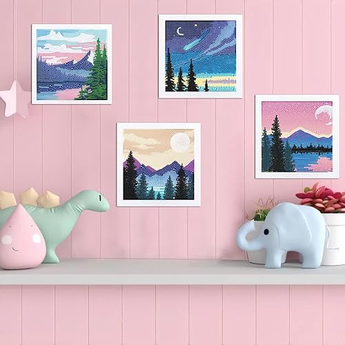 Miniatura 4 de ARTMYRUI Paquete de 4 kits de pintura de diamantes, pequeños kits de arte de diamantes para adultos y niños, kits de arte de diamantes 5D de luna,