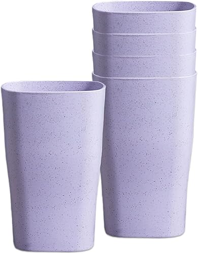 Miniatura 8 de Juego de 5 vasos cuadrados de paja de trigo de 16 onzas, vaso de plástico para cepillo de dientes, vaso de cepillado de dientes apilable, vaso de