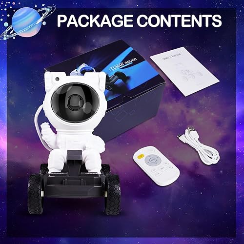 Miniatura 6 de Proyector de estrellas y galaxias astronautas, luz nocturna, 360 Space Man Lunar Rover Buddy Starry Nebulosa Proyector de techo Cielo LED Starlight