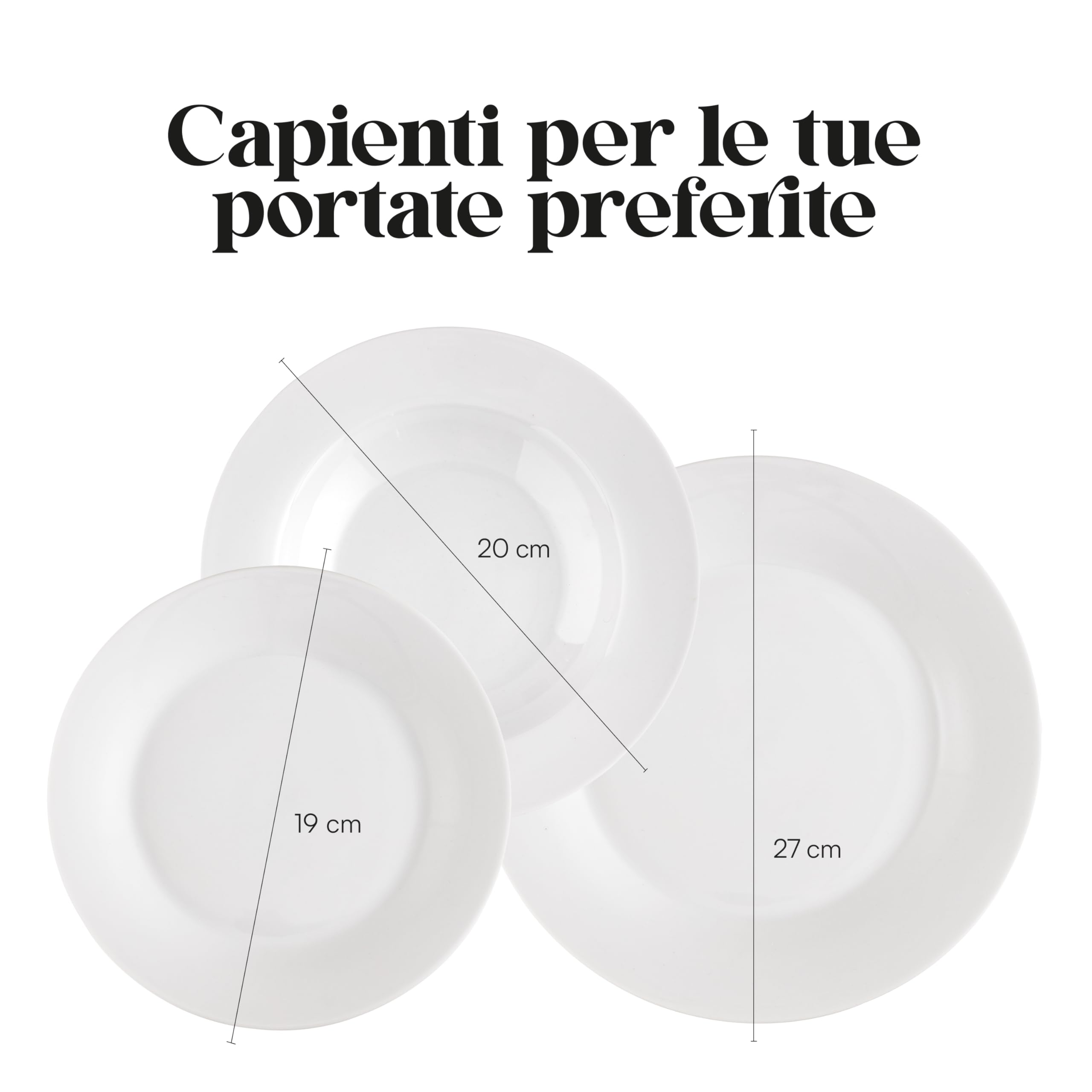 Baroni Home Servizio di Piatti da 18 pezzi in Porcellana, Servito da Tavolo Colorato per 6 Persone, Piatto Fondo, Piano, da Frutta o Dolce, Stile Bianco
