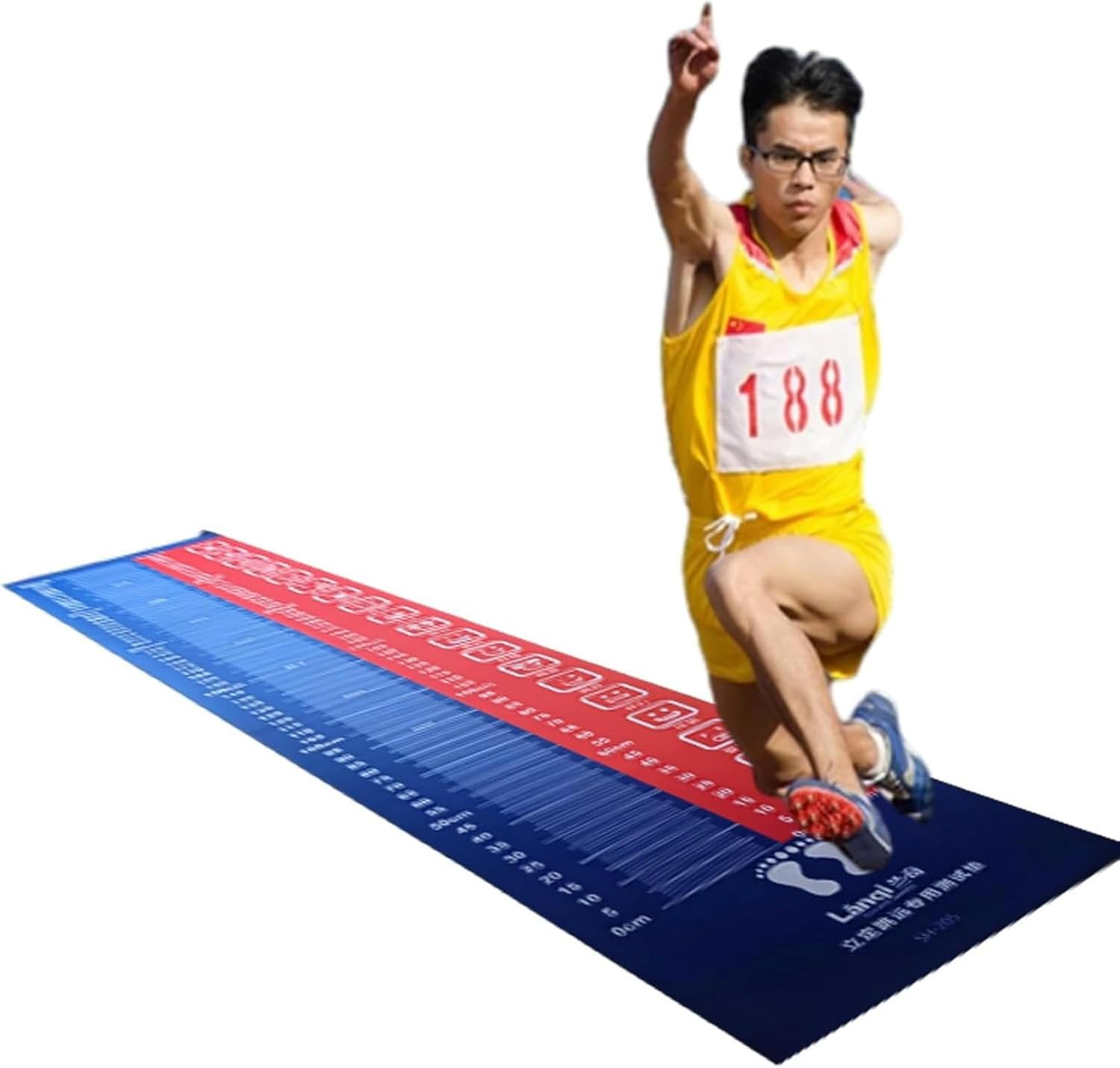 Blue Exercise Equipment Mats for Home School, 11.5ft × 3ft Physical Long Jump Test Mat for Sports Athlete, Jumping Rope Pad for Yoga, Pilates