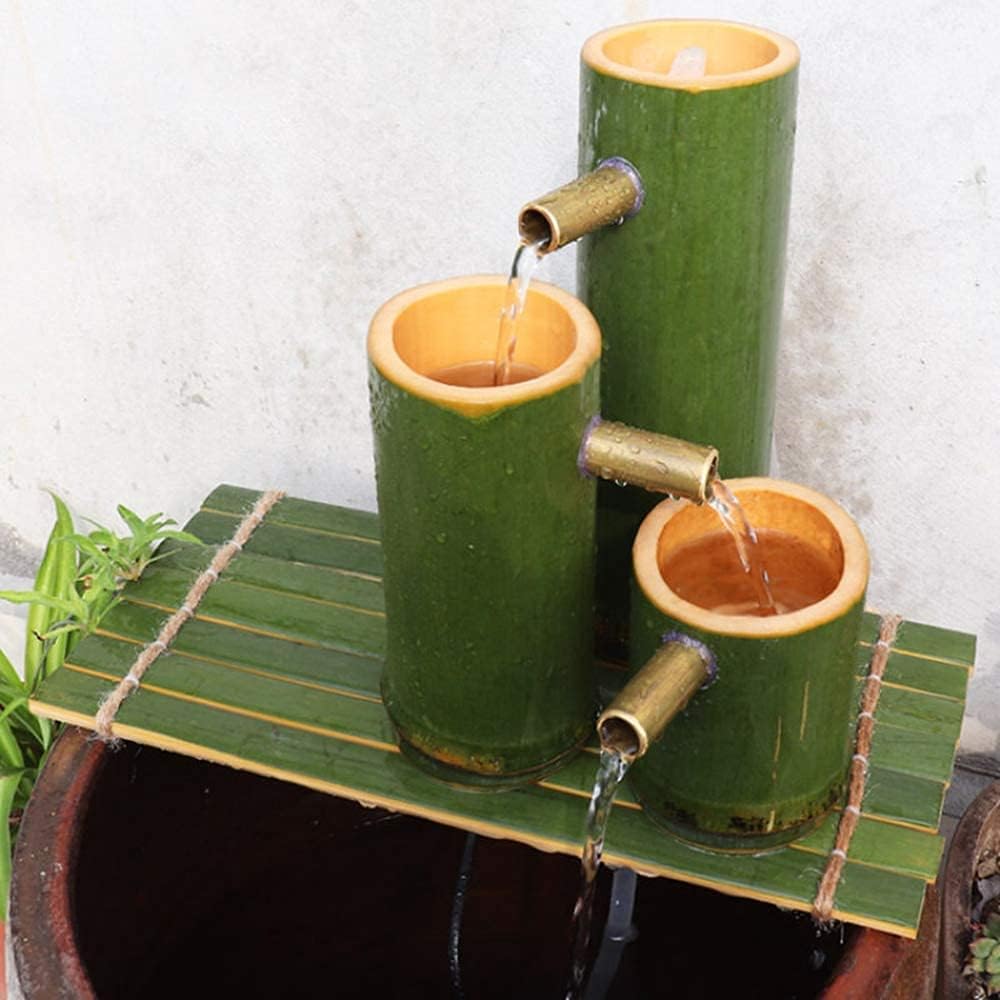 Bamboo Fountain Garden Bamboo Water Fountain Outdoor Japanese GardenSpout and Pump Sculptures Statues Home Decoration Arts Crafts,65cm,Indoor Fountain Small (80cm
