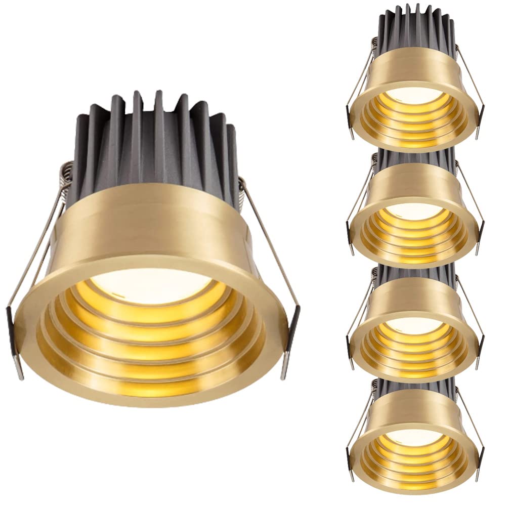 Aioneer Dimmable Led Downlight Set Of 5,Anti-Glare Cob Spotlights 3 Inch Recessed Lighting,3W/7W/12W Eyeball Retrofit Spotlight Simple Retrofit Installation - No FlickerB-3W