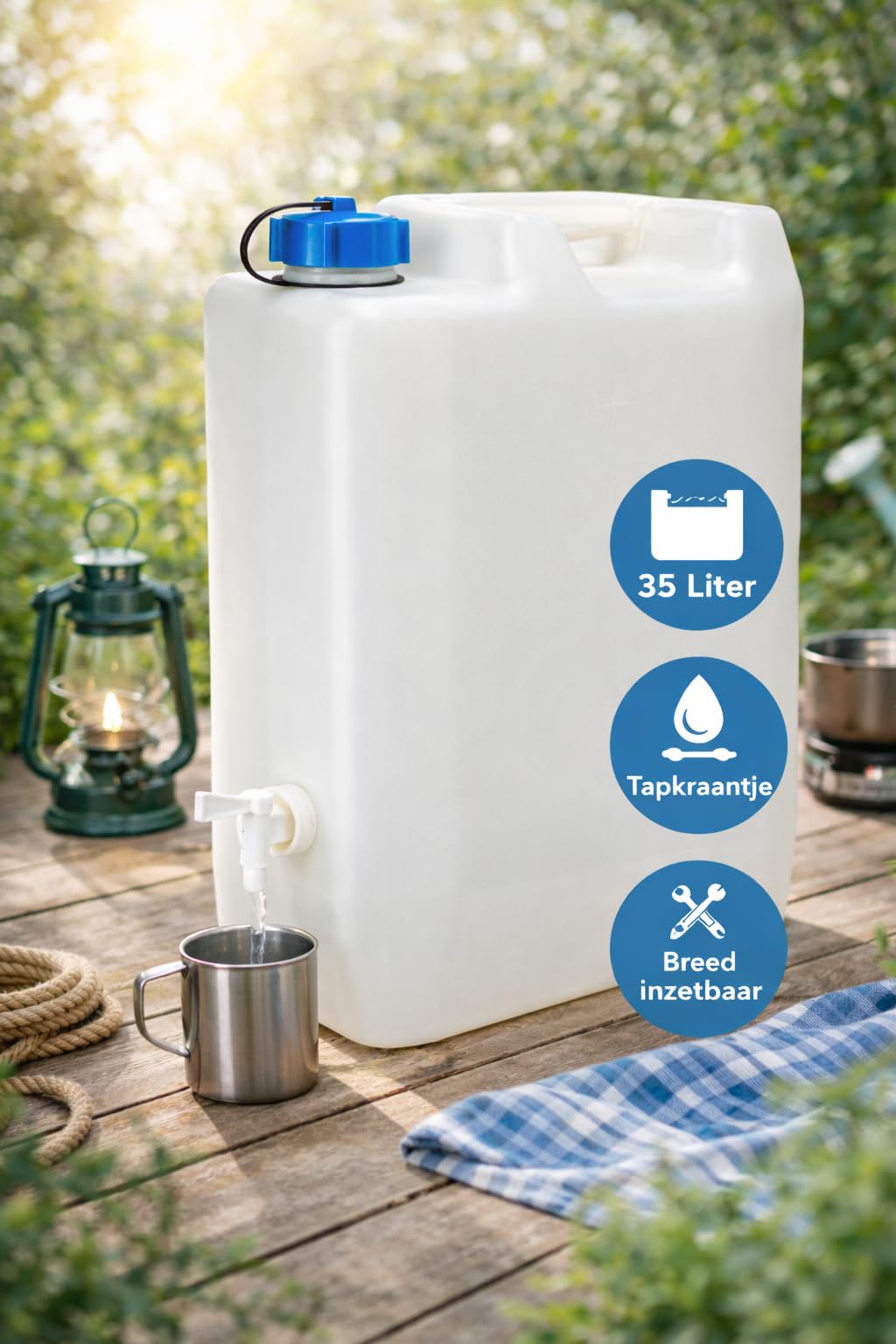 Kanister 35l Wasser BPA Frei | 4er Set Kunststoff Water Kanister Für Camping, Wandern, Angeln, Picknick, Notfallversorgung & BBQ | Wasserkanister mit Wasserhahn