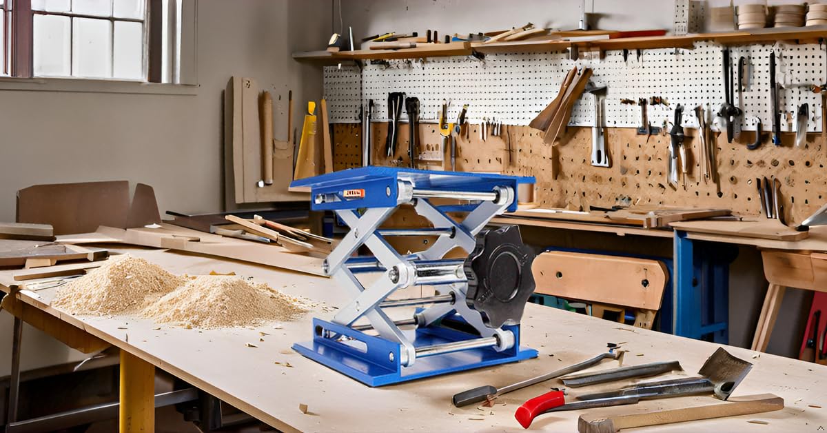 tavolo da laboratorio in ossido di alluminio, utilizzato anche come jack per il sollevamento di router, laser, armadio solito (blu) (200 mm x 200 mm)