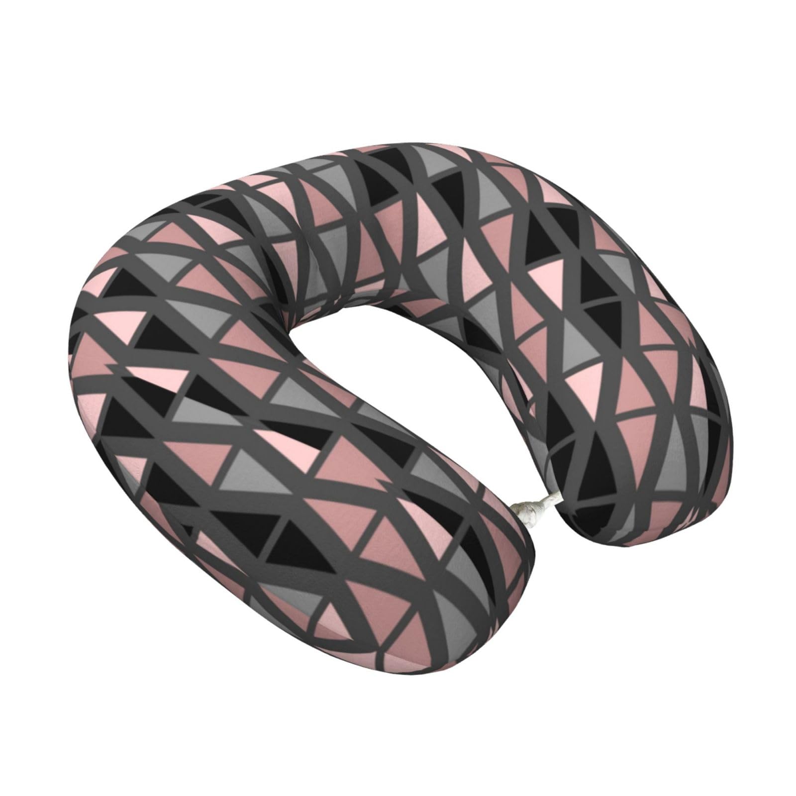 LKYMOH Geometric Grey Blush And Coral, Travel Neck Pillow U-Shaped Memory Neck Support Soft Comfortable With Washable Cover For Airplane Car Traveling and Office
