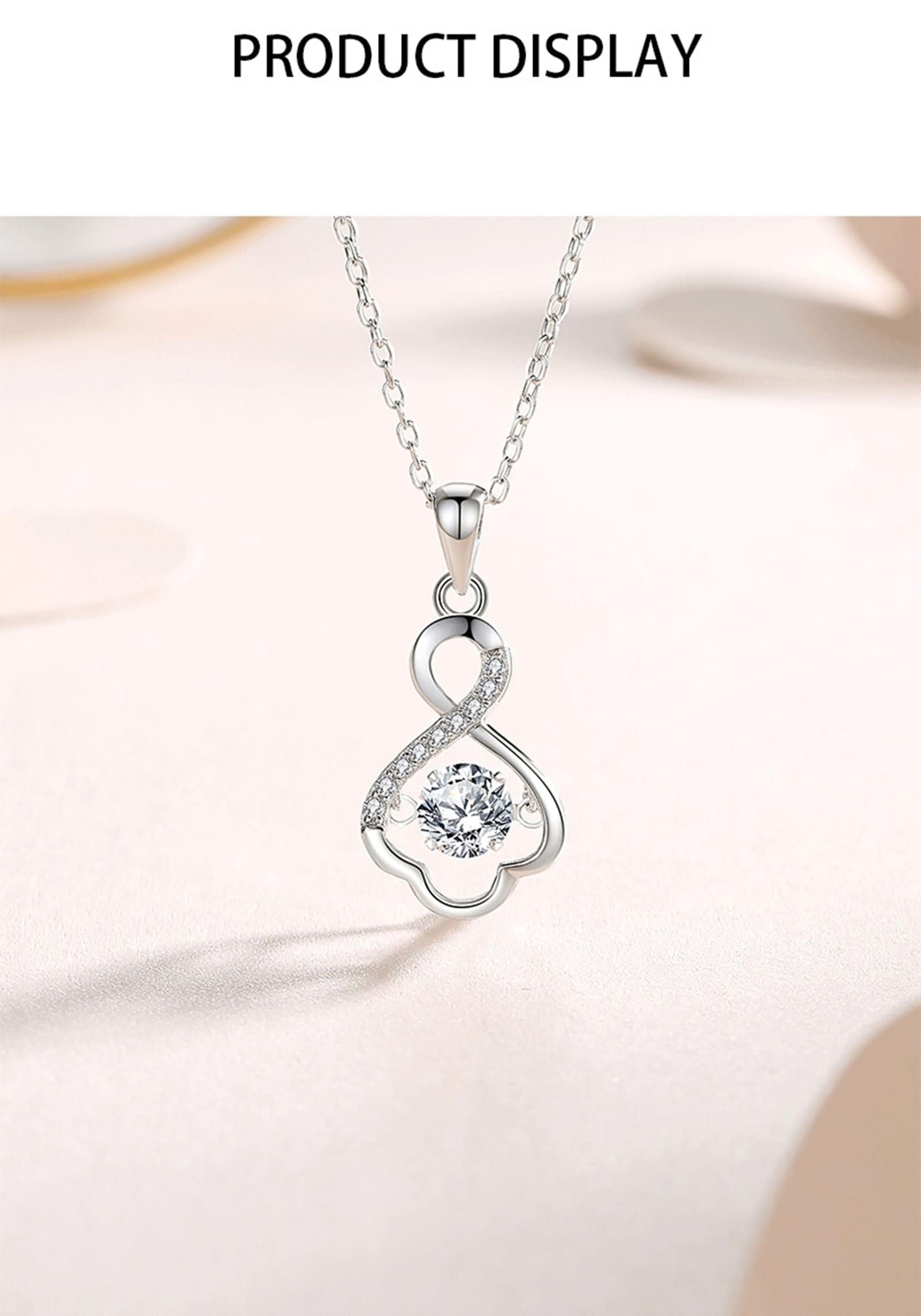 Collares de oro blanco de 9K/14K/18K para mujer, collares de oro real de 14 quilates para mujer, infinito hueco, moissanita