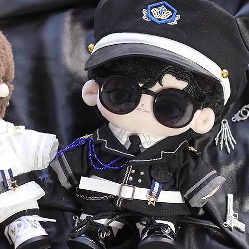 Miniatura 2 de niannyyhouse Ropa de muñeca de 7.9 in, sombrero, camisa y pantalones, zapatos con cinturón de corbata, uniformes blancos y negros, accesorios de