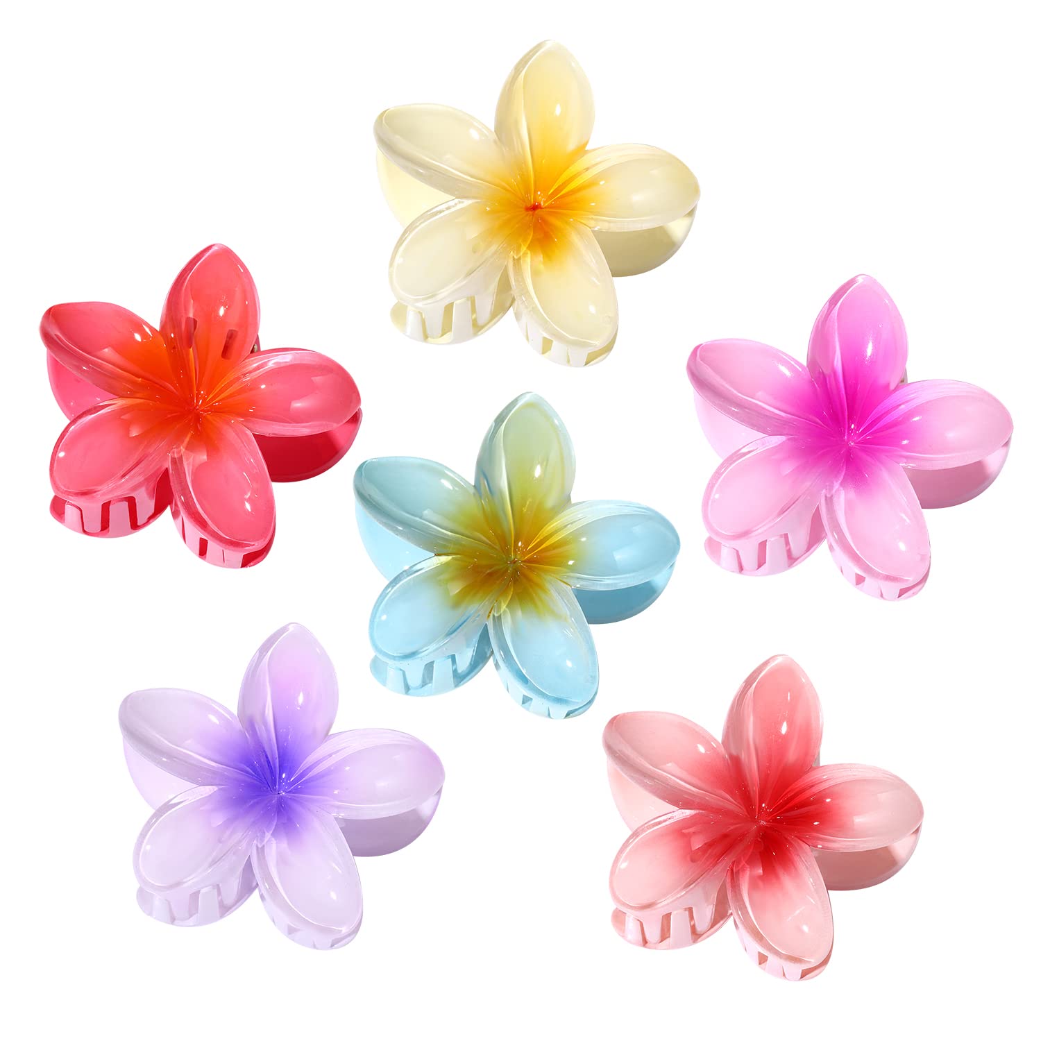 8PCS Acrylic Flower Hair Claw Clips for Women Nonslip Pastel Floral Shaped Hair Catch Barrettes Strong Hold Hair Jaw Clamp Hair Accessory Styling Hair