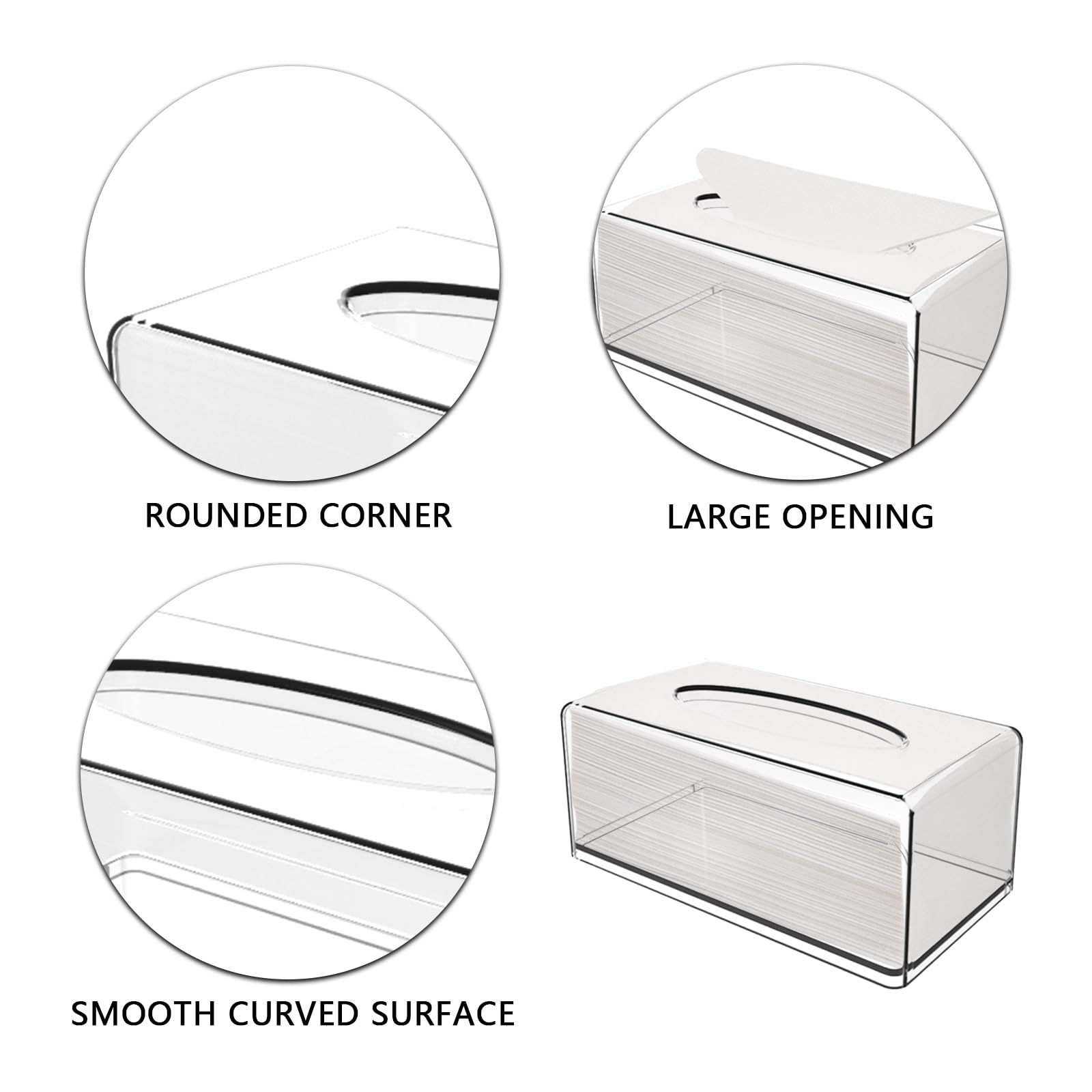 4 contenitori trasparenti per fazzoletti in acrilico, 22 x 12 x 9 cm, per auto, bagno, ufficio, casa, lavanderia, bancone e tavolo