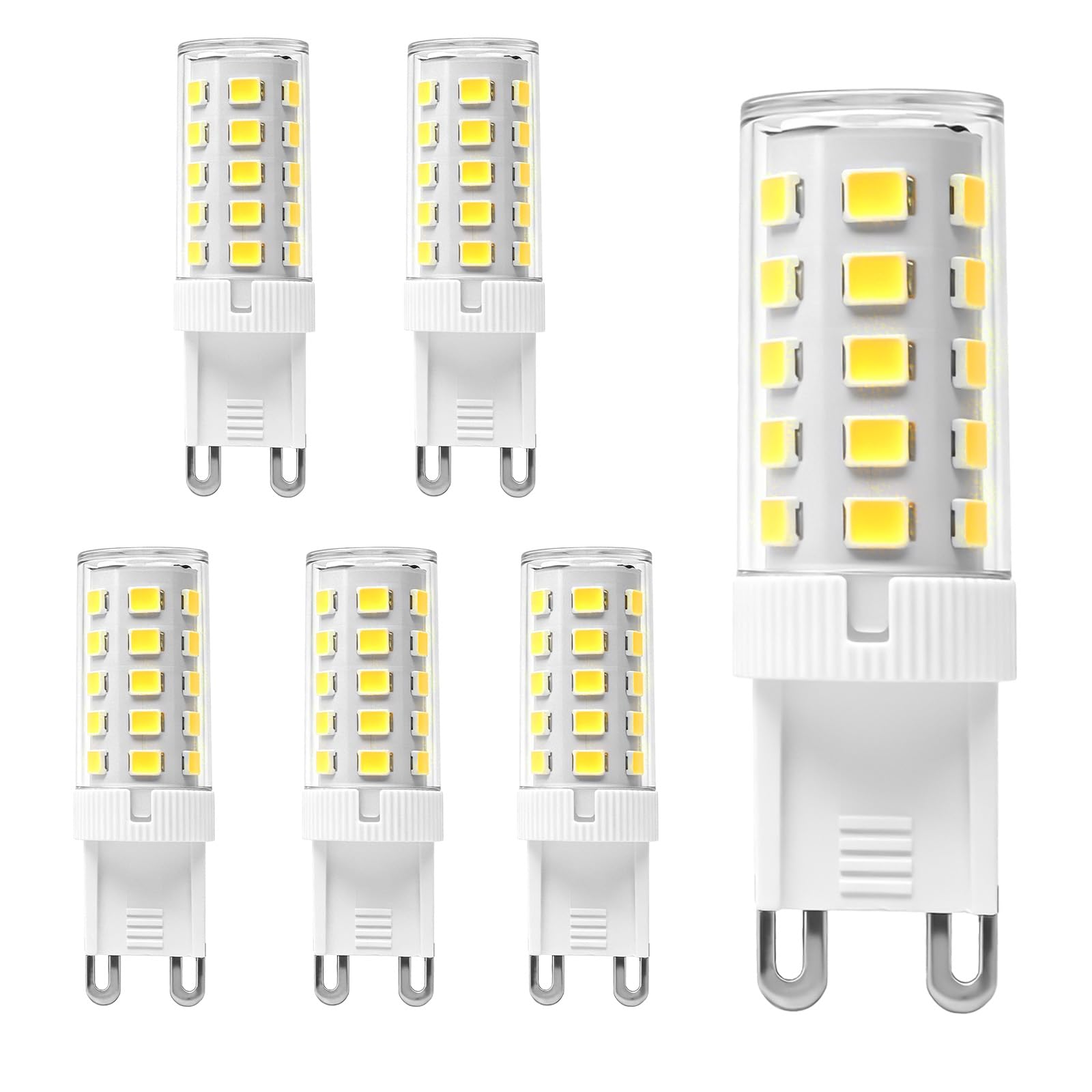 6PCS G9 LED Bulbs Dimmable 3W Warm White Light 500Lm 3000K 220-240V Equivalent to 50W Halogen No Flicker Energy Saving Non-Dimmable CRI>80 360° Beam Angle for Decoration Chandelier Home (Cool White)