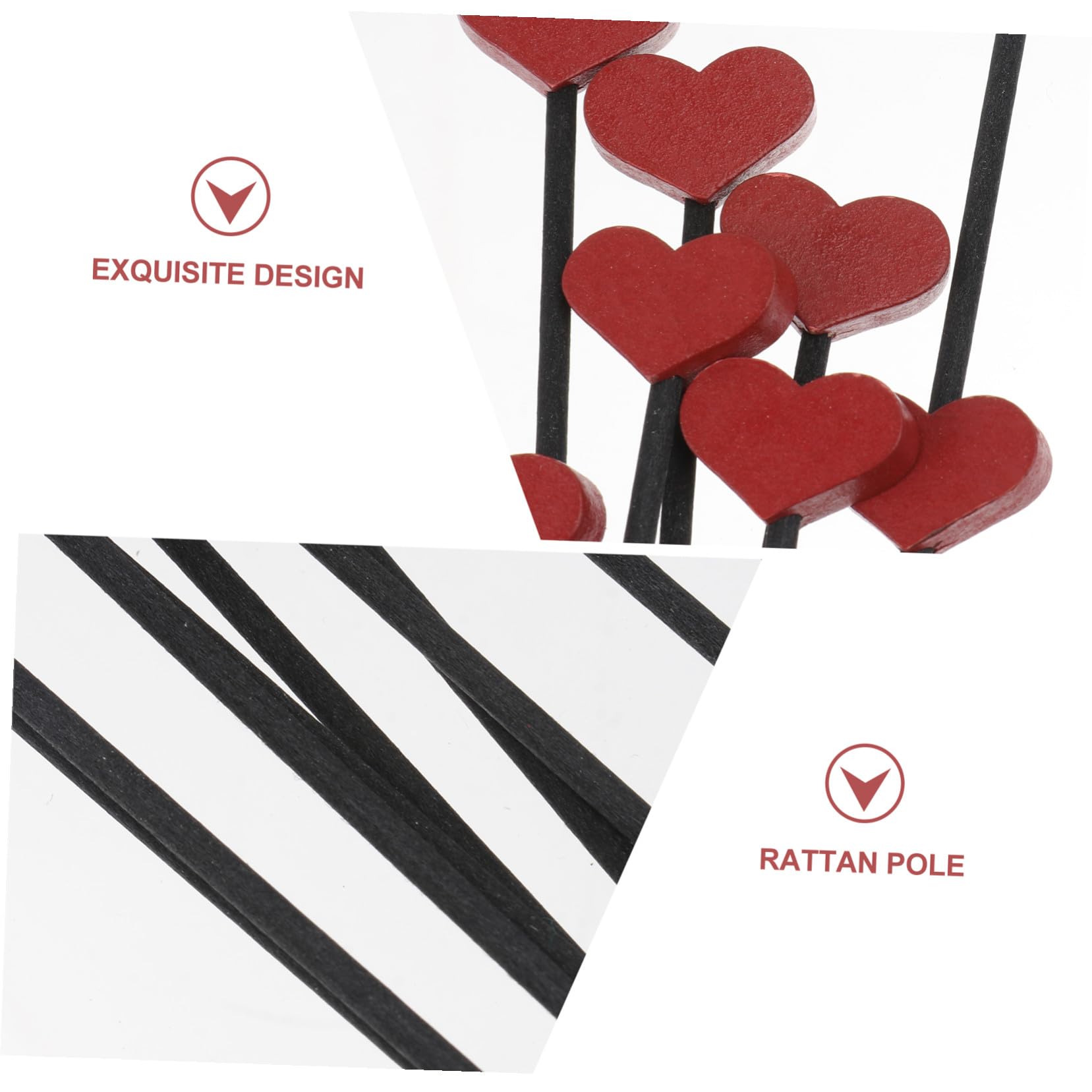 Bâtonnets Diffuseur Parfum Cœur Bois Rouges 12 Pièces Décor