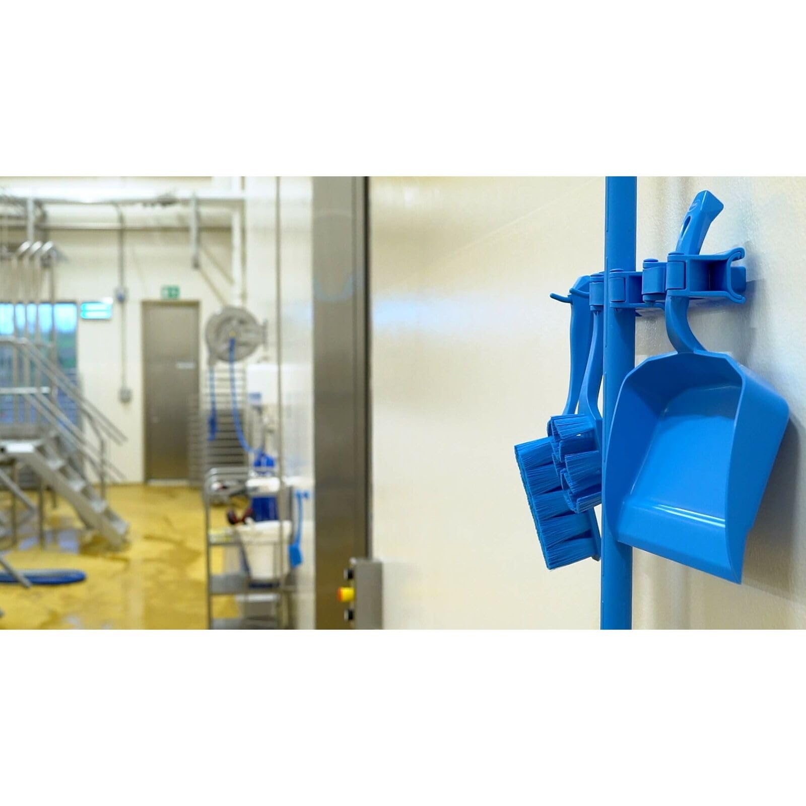 Vikan 10113 Sistema de soporte de pared higiénico Hi-Flex, azul (1011)