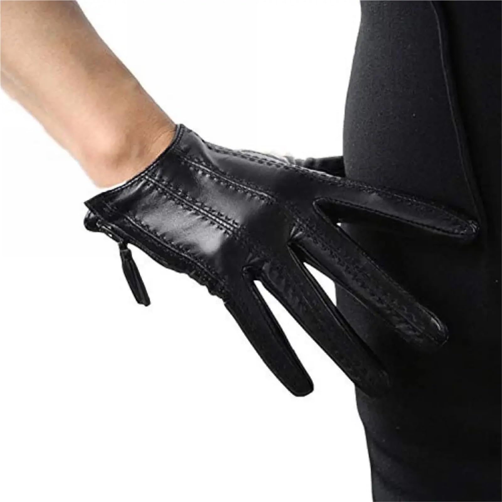 Guanti In Pelle Da Donna Guanti da guida corti foderati con cerniera, caldi guanti invernali in pelle donna Per Donna