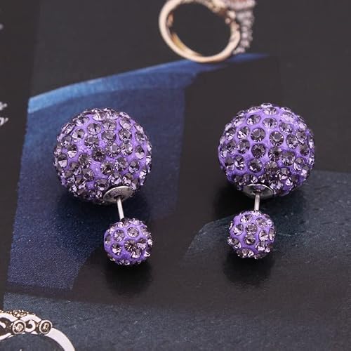 Koleso Fancy Jewelry Silver Plated Shining Big Crystal Ball Beads Earrings Double Sides Pearl Stud Earrings For Women-13581 #TOP5