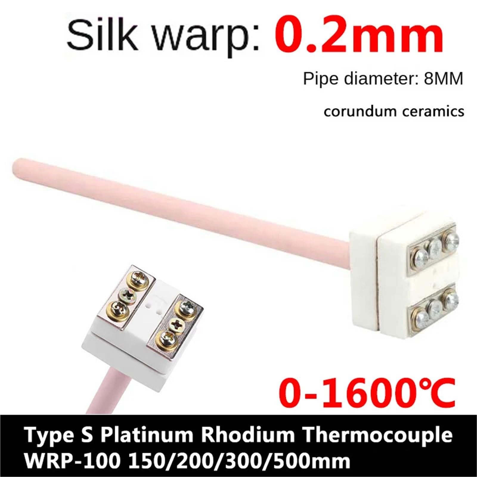 Termopara typ S platyna rodowa WRP-100 Czujnik temperatury sondy 150/200/300/500 mm 0-1600 ℃ do elektrycznego pieca muflowego (Length 500mm)