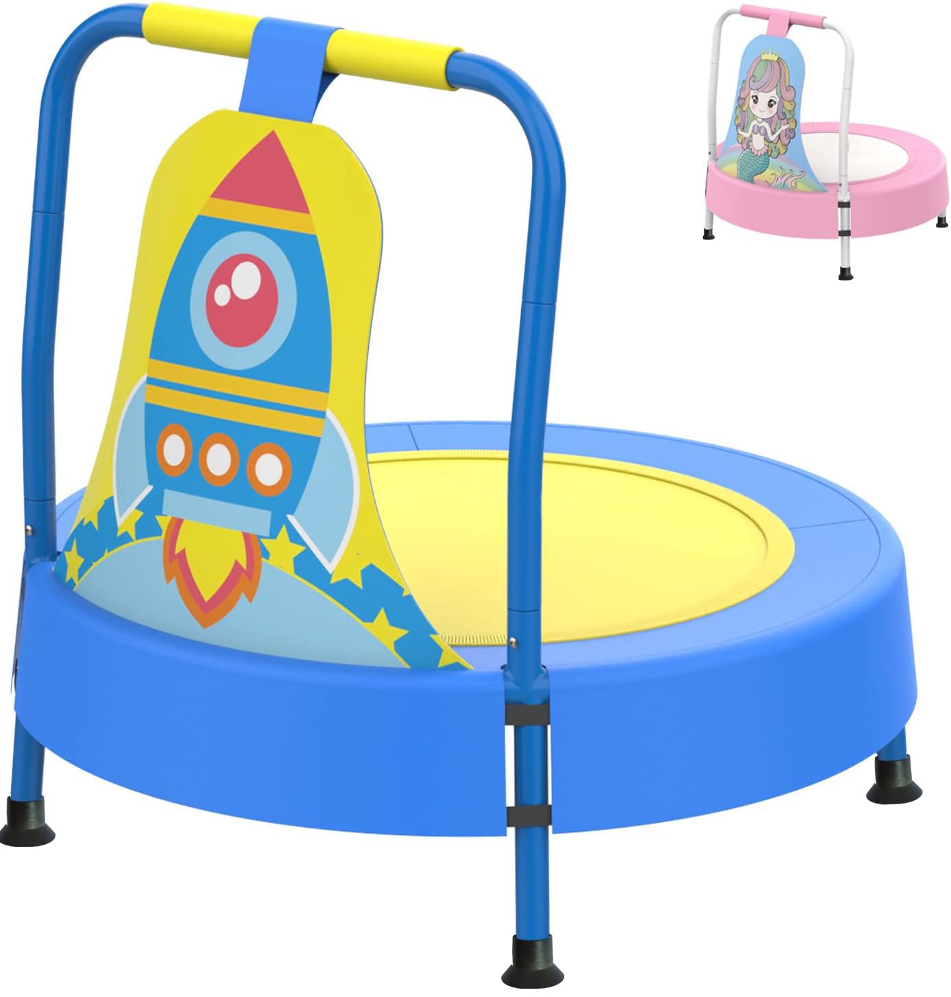 Trampolín infantil con barandilla de seguridad, trampolín interior y exterior, 6 meses a 2 años