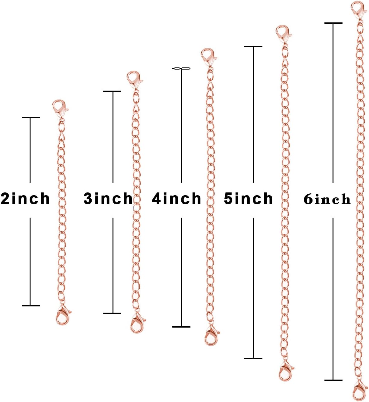 5 Pieces Necklace Extenders eBoot Chain Extenders Set for Necklace Bracelet DIY Jewelry Making (Rose Gold) - Image 6