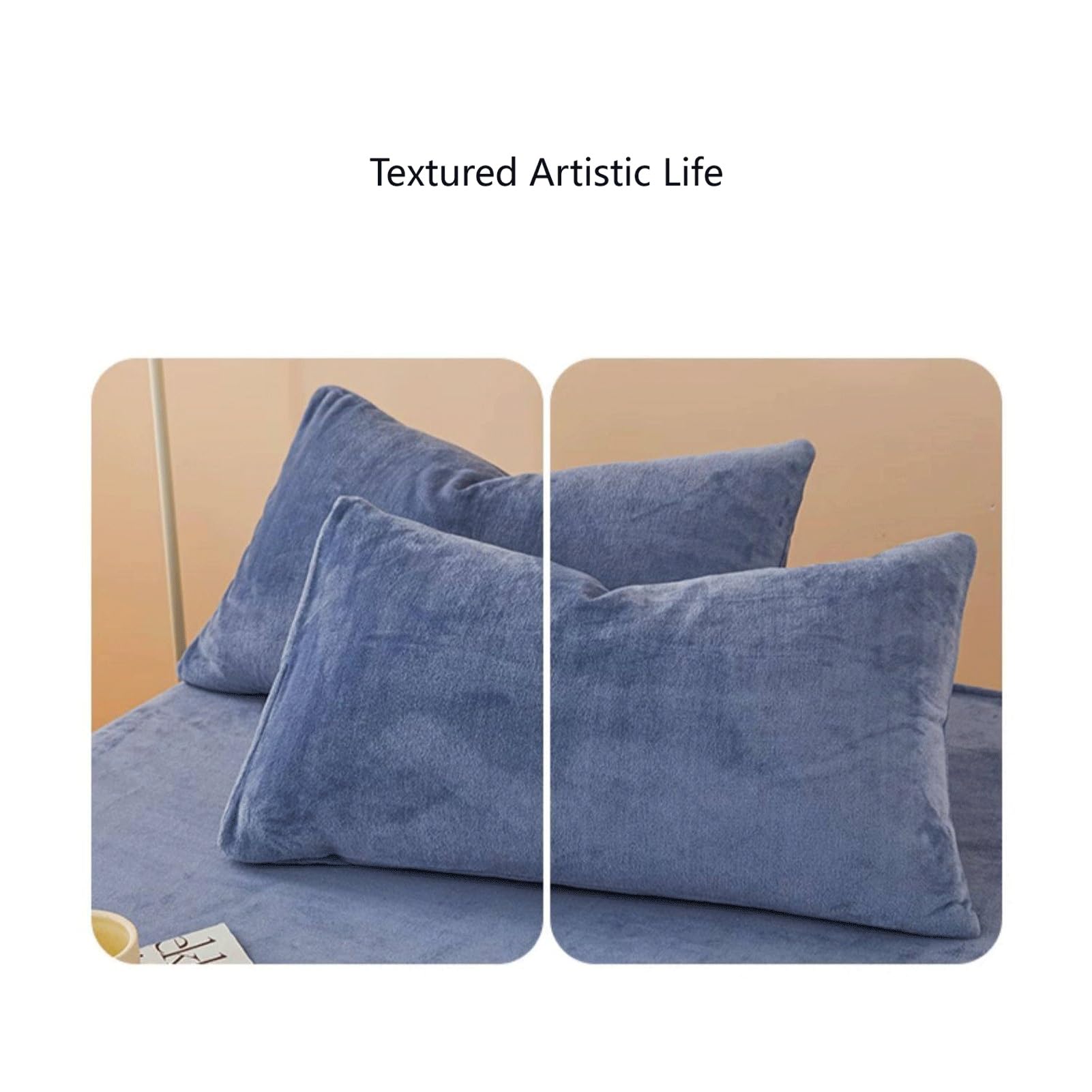 Fleece Bettlaken 180x245cm bis 350x245cm Plüsch Warm Samt Kuschelige Winter Betttuch Flanell Laken ohne Gummizug(Blue A,270x245cm)