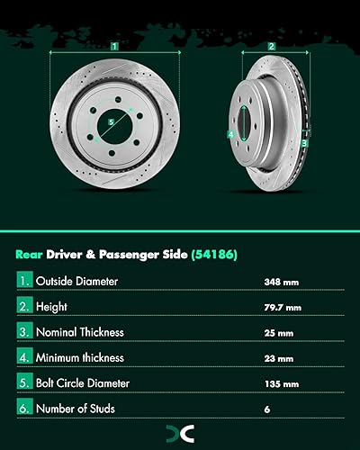 Miniatura 1091 de Kits de frenos y rotores, rotores de freno SCITOO y 8 pastillas de cerámica para 08-12 para Chrysler Town & Country, 08-12 para Dodge Grand Caravan