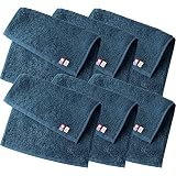 [TAVARAT] ちょうどいい ハンドタオル おしぼりサイズ タオルハンカチ 今治タオル 23×32 個包装 日本製 綿100% (ネイビー 6枚)