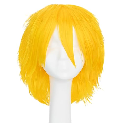 Pelucas de pelo sintético lacio, corto y esponjoso. Para fiestas de cosplay, anime peluca con pelo despeinado y puntiagudo, para hombre y mujer