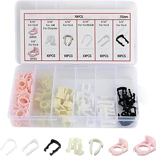 70PCS Car Fuel Line Clips Kit,OEM 22717568 5/16 & 3/8 Fuel Line Clamp Kit Compatible with Ford Chrysler GM,7 Types Cars Fuels Hose Retainer Clips Car Accessories
