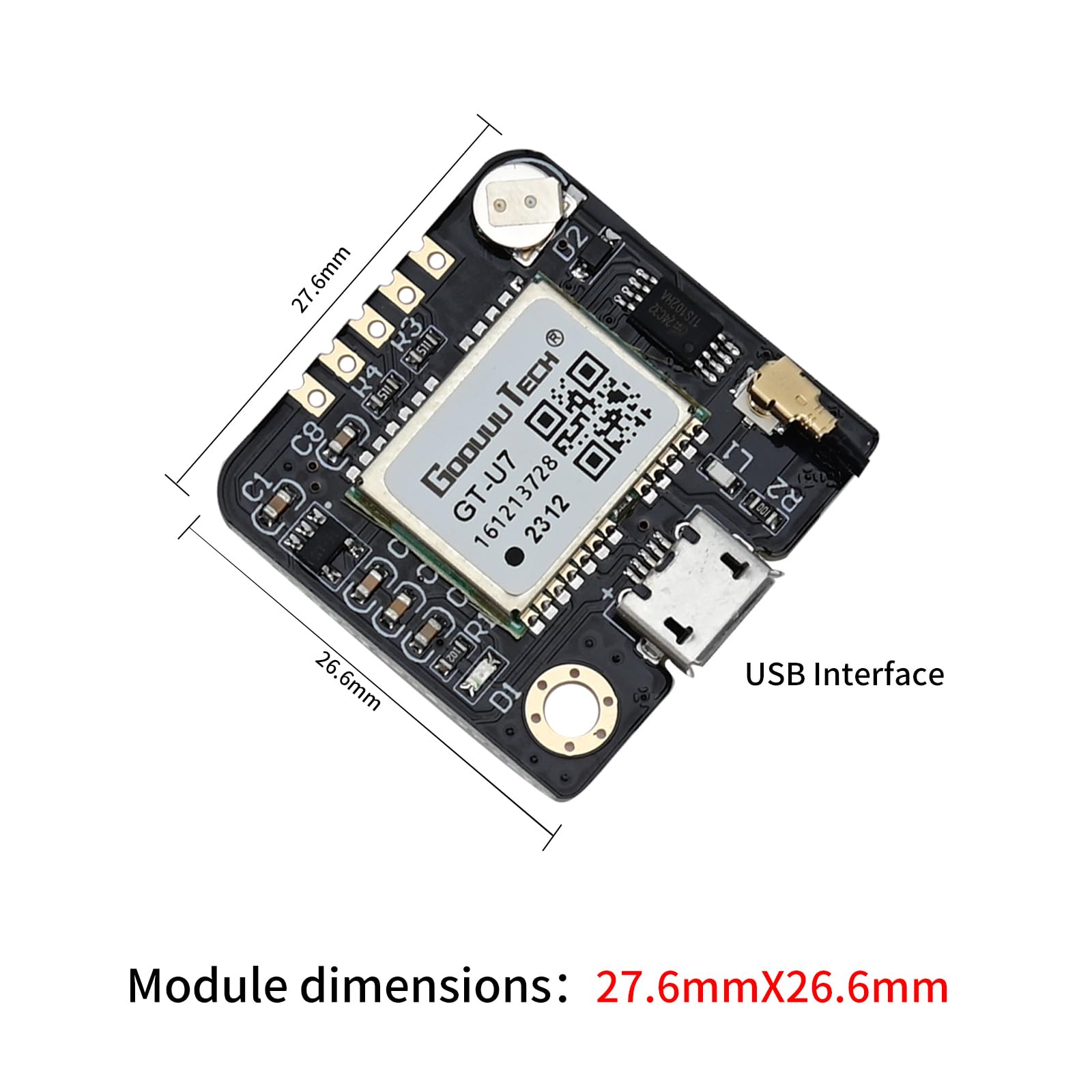 Módulo GPS GT-U7, pequeño Receptor GPS, bajo Consumo de energía, Alta sensibilidad con Antena IPEX Compatible con NEO-6M para 51 microcontroladores Arduino