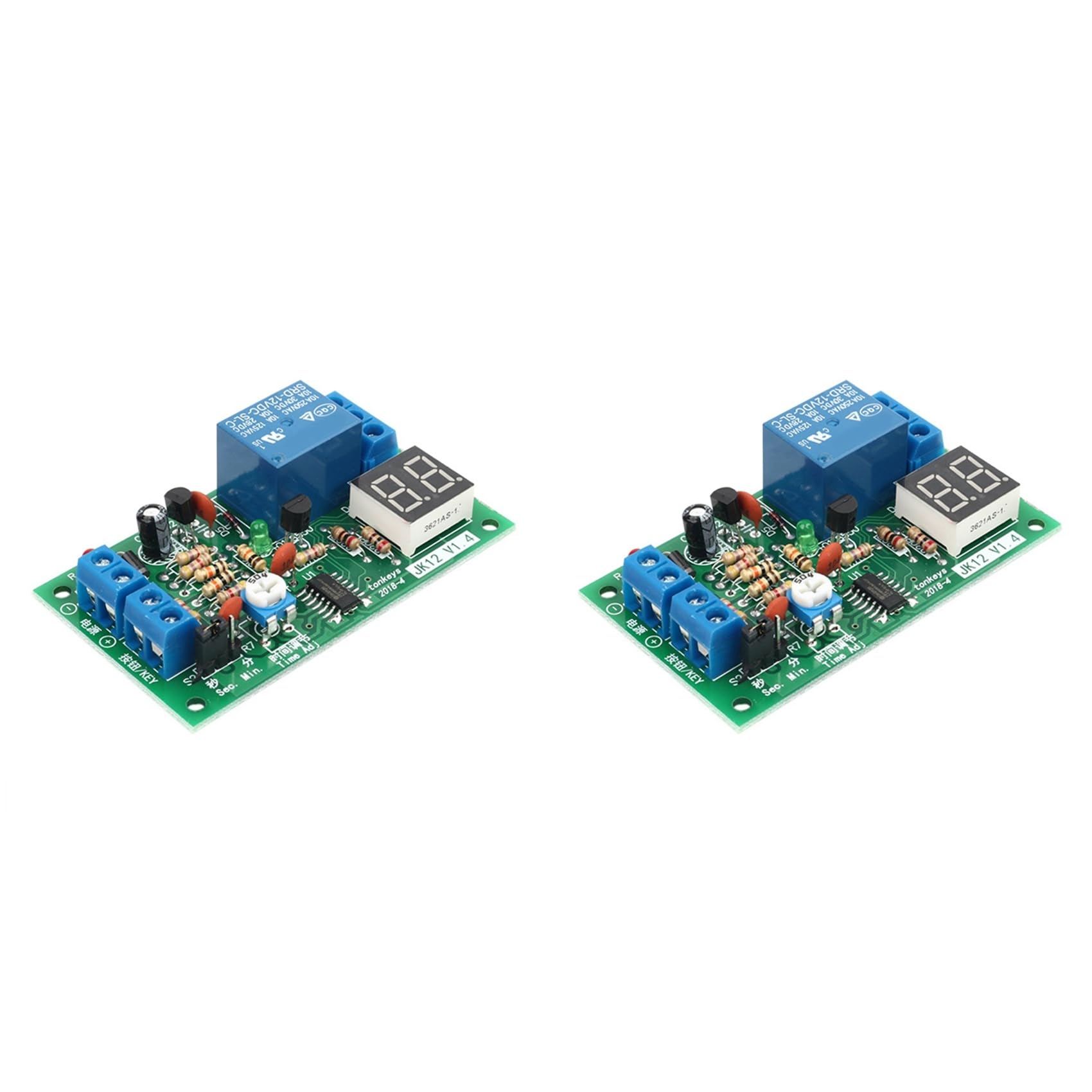 Jnchdghwa 2X DC12V LED Display Countdown Timing Timer Delay Turn Off Relay Switch Module