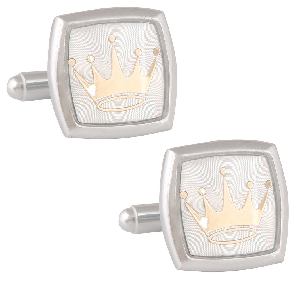 TRIPIN Mens Brass Silver Crown Royal Logo Cufflinks (B01L3X2RIU) Amazon Price History, Amazon Price Tracker