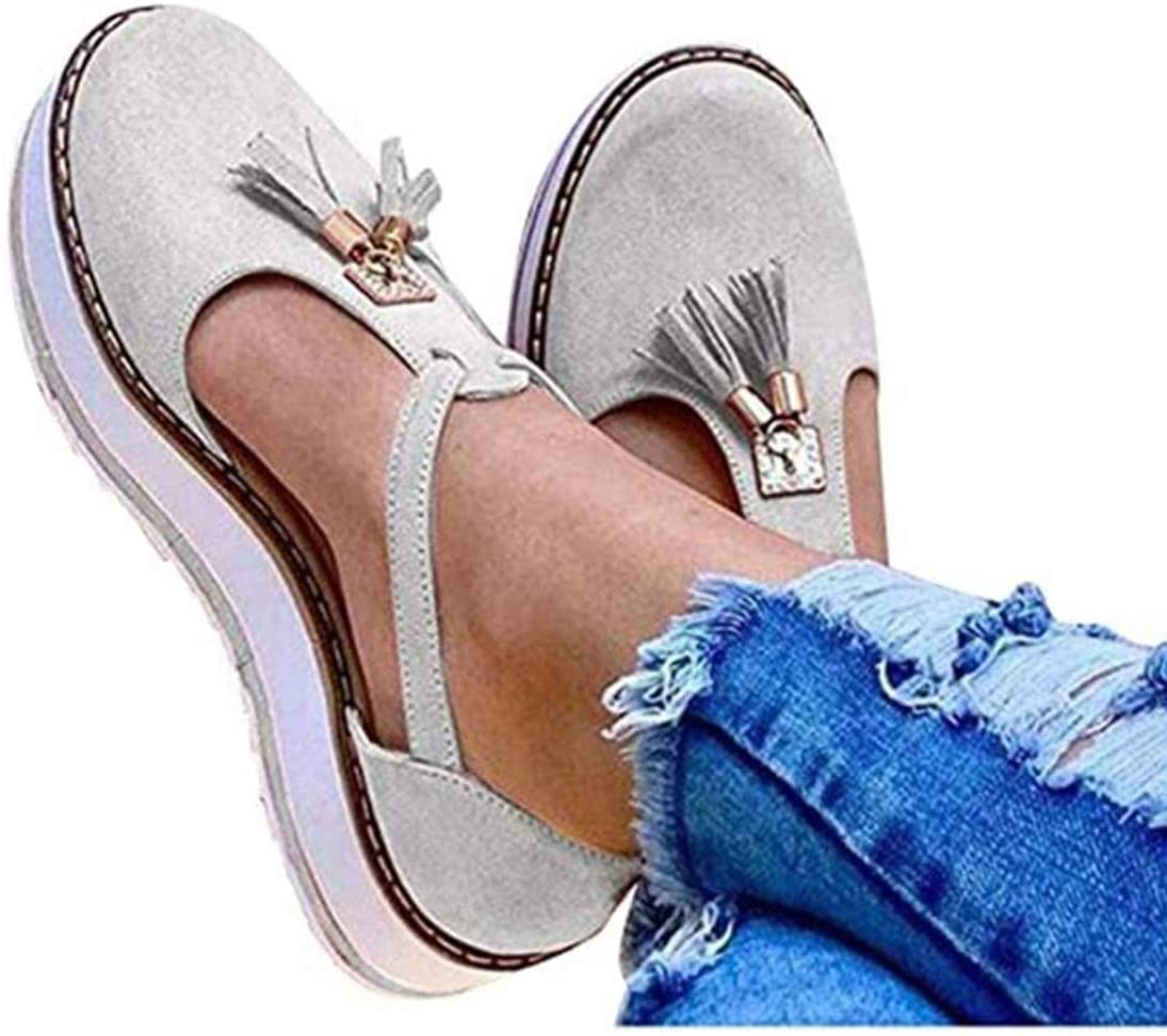 Zapatos de Verano Mujer Cáñamo Plataforma de Tacón Alto Ocio al Aire Libre Zapatillas con Hebilla Sandalias de Playa Muffin Romano con Tacón de Cuña con Fondo Grueso Sandalias con Hebilla de Borla