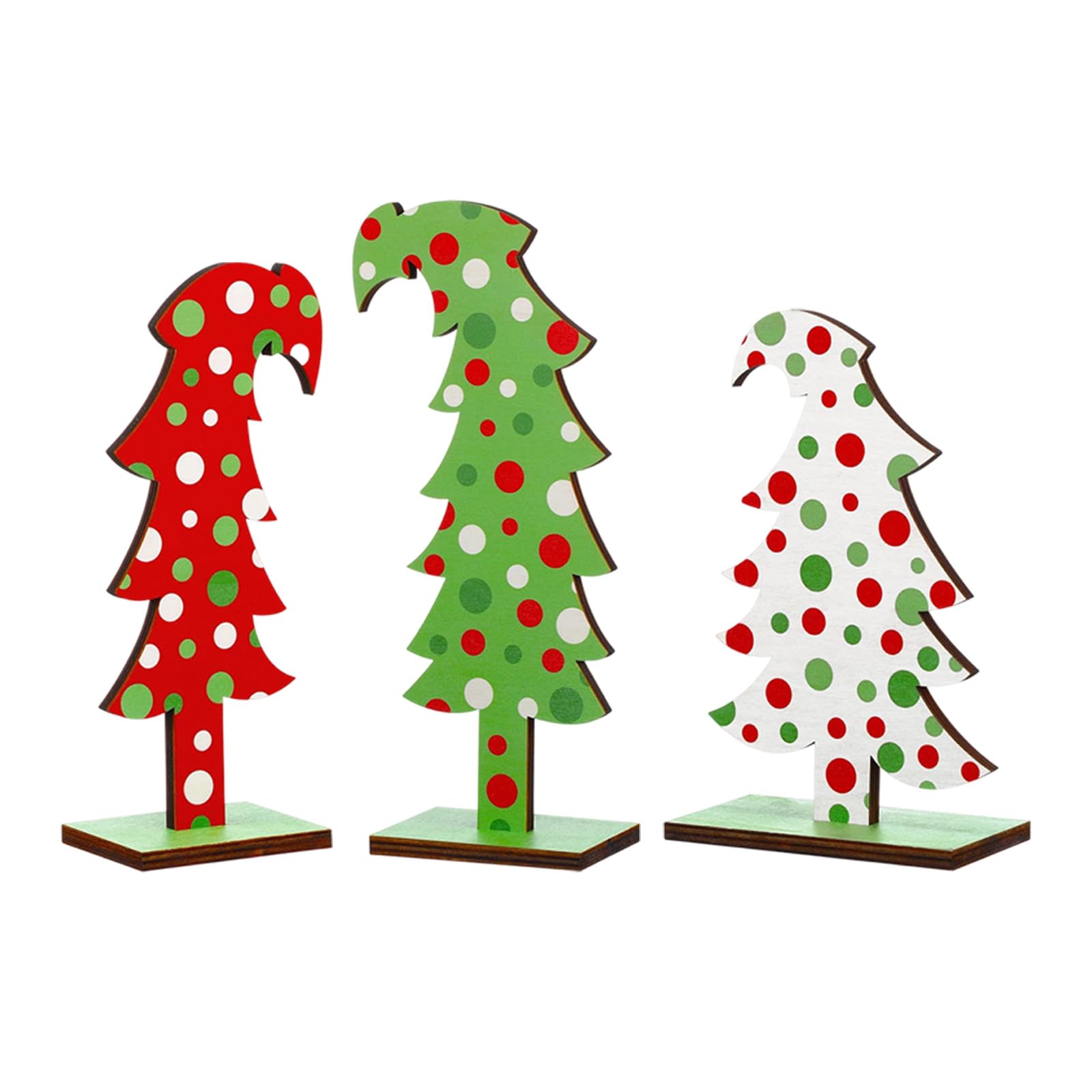 Qusinfc 3 Pcs Artificial Christmas Tree with Base Wood Christmas Tree Tabletop Displaying Decoration for Party Decorations Wood with Base
