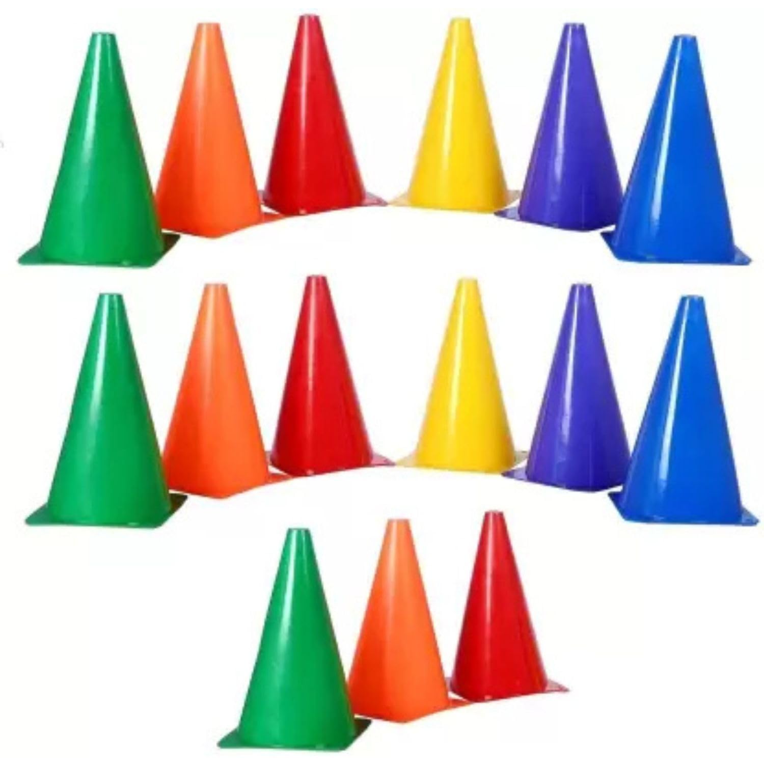 Set of 15 Multicolor Plastic Sports Training Cones – Durable Marking Cones for Soccer, Agility Drills, and Field Training-image-43