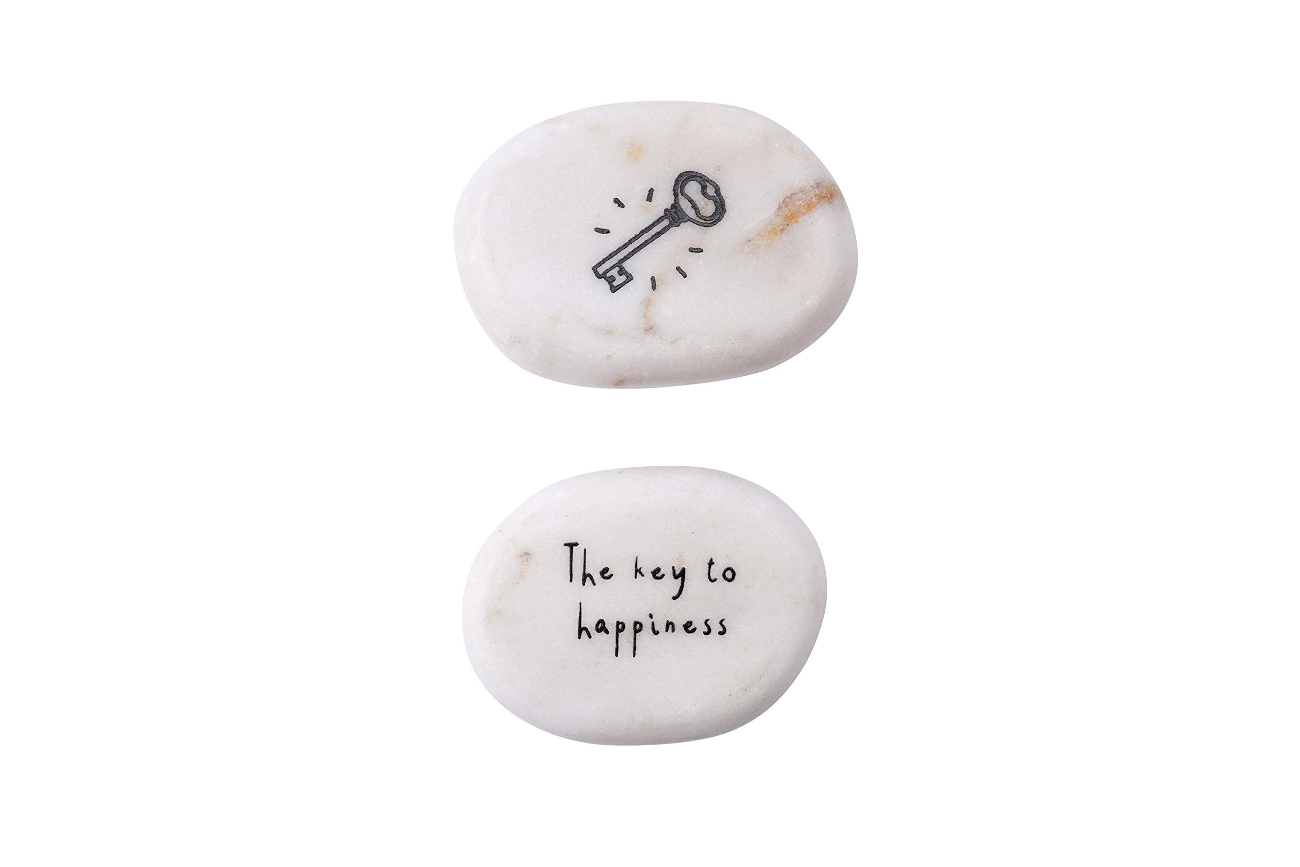 Cgb Giftware Black | Single Marble ‘The Key To Happiness’ Double Sided Decorative Pebble Stone Ornament Keepsake With Sentiment Wording And Design | Gb03514k