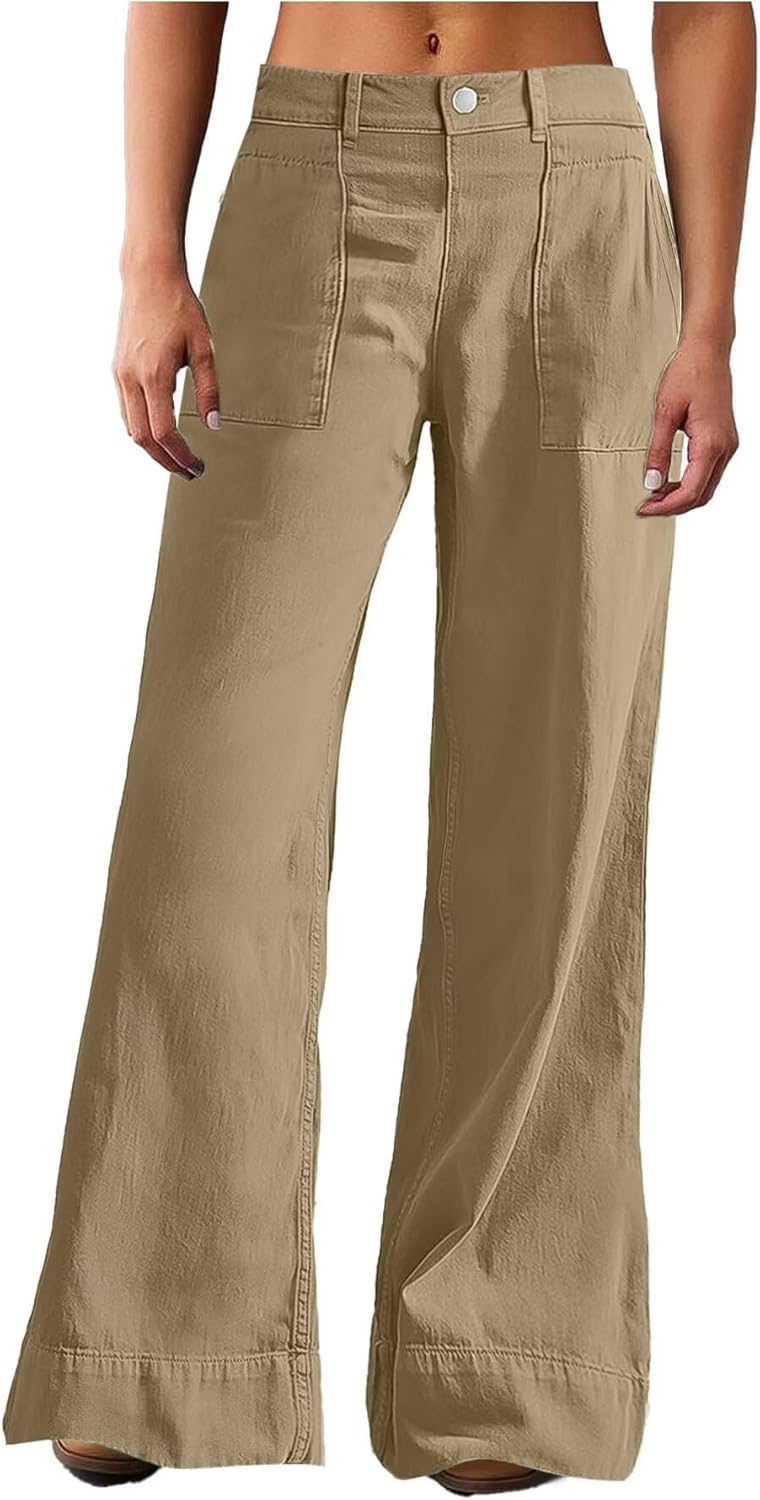 Flamingals Wide Straight Leg Mid Rise Baggy Pocket Denim Jeans Without Belt